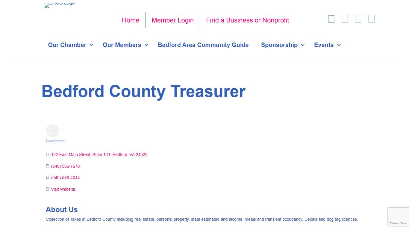 Bedford County Treasurer Government